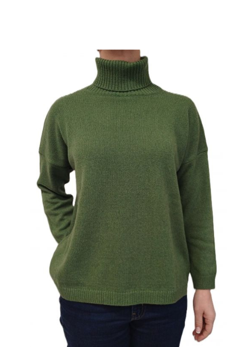 Women's High Neck Oversized Sweater in Regenerated Cashmere-3