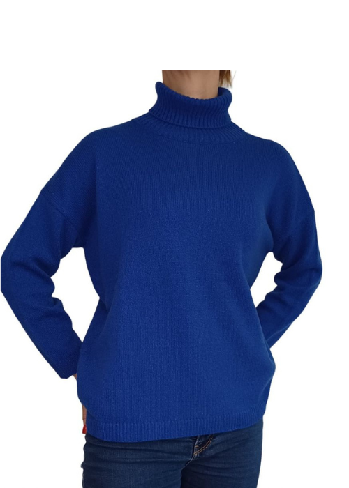 Women's High Neck Oversized Sweater in Regenerated Cashmere-8
