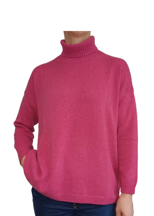 Women's High Neck Oversized Sweater in Regenerated Cashmere-10