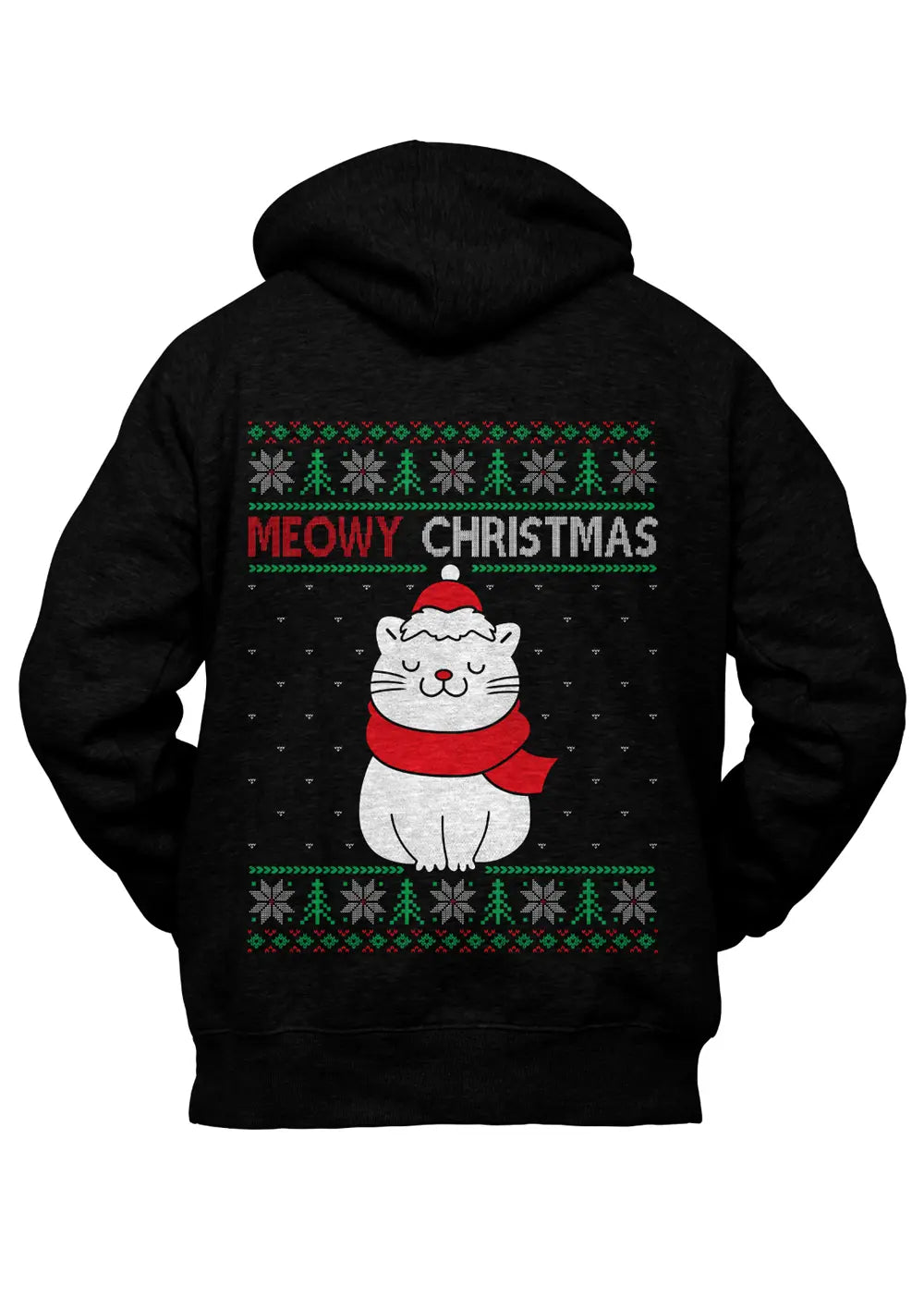 Felpa con Cappuccio Retro Natale Gatto Merry Meow
