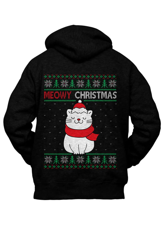 Felpa con Cappuccio Retro Natale Gatto Merry Meow